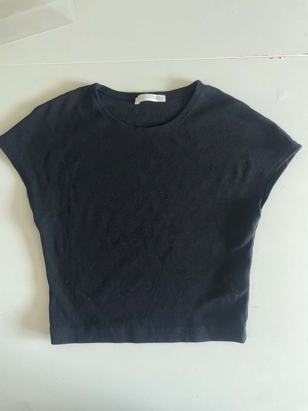 ZARA Women's Cap Sleeve Side Ruched T-Shirt -  Black LARGE 04